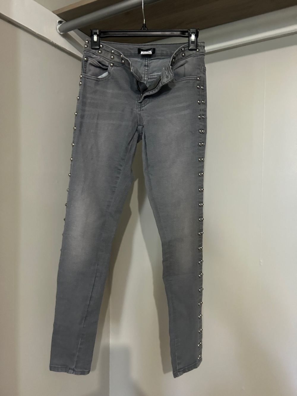 VENUS Gray Skinny Jeans with Side Stud Detail